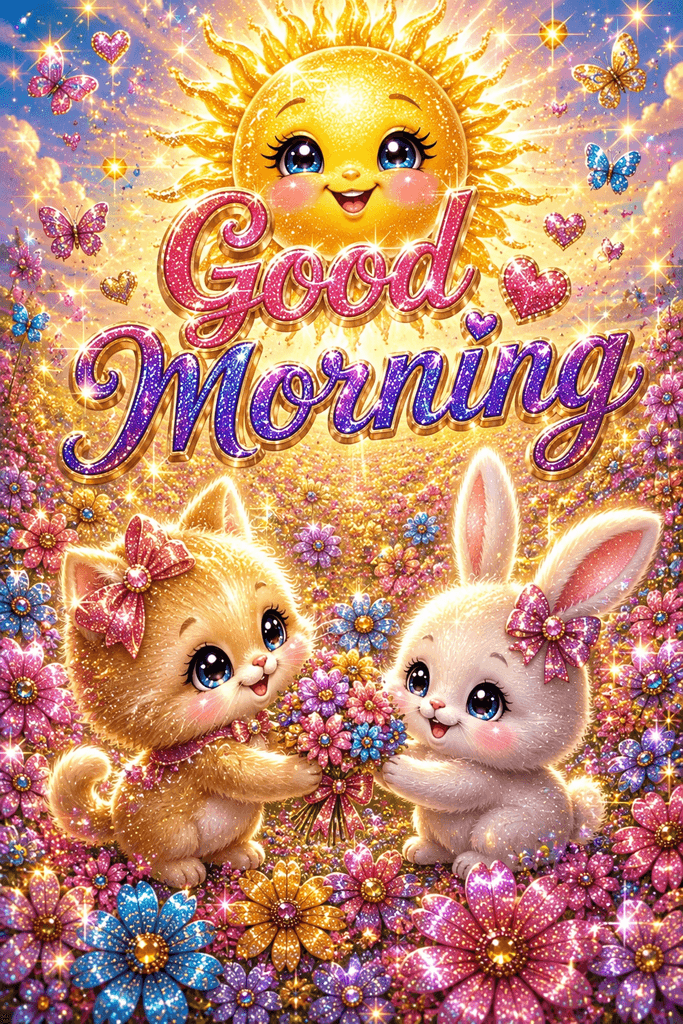 Good Morning Cat And Bunny Ecard