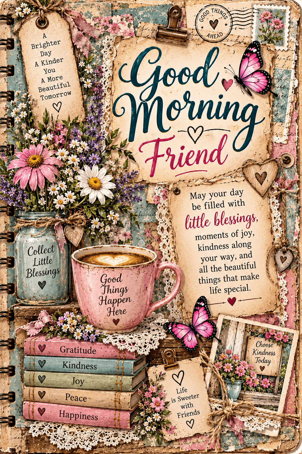 Good Morning Friend Junk Journal Page Printable