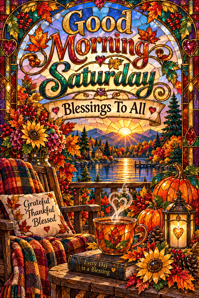 Good Morning Saturday Stained Glass Fall Colors Ecard