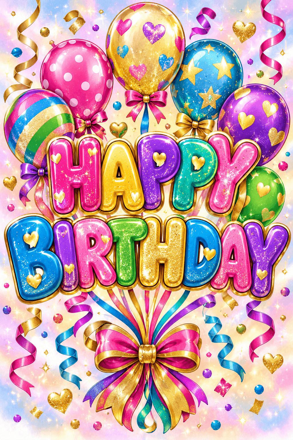 Happy Birthday Colorful Balloons Ecard