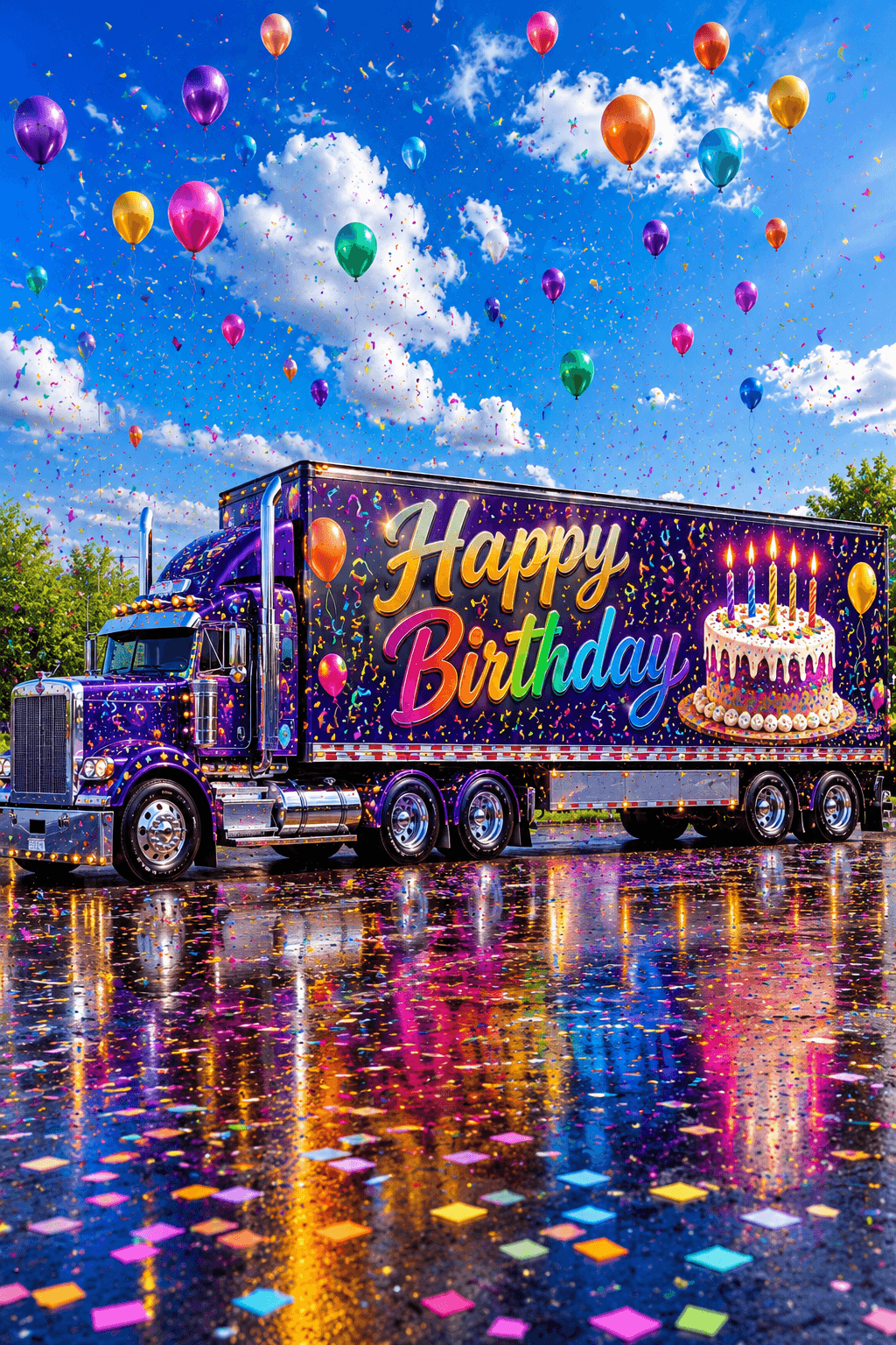 Happy Birthday Decorated Truck
