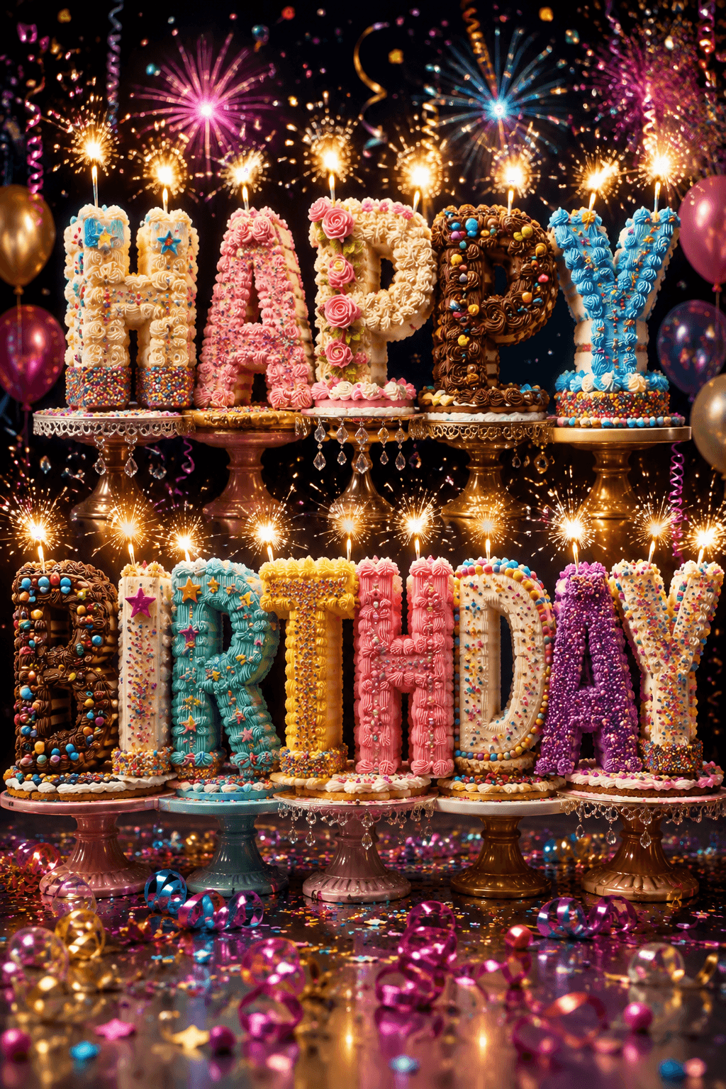 Happy Birthday Letter Cakes Ecard