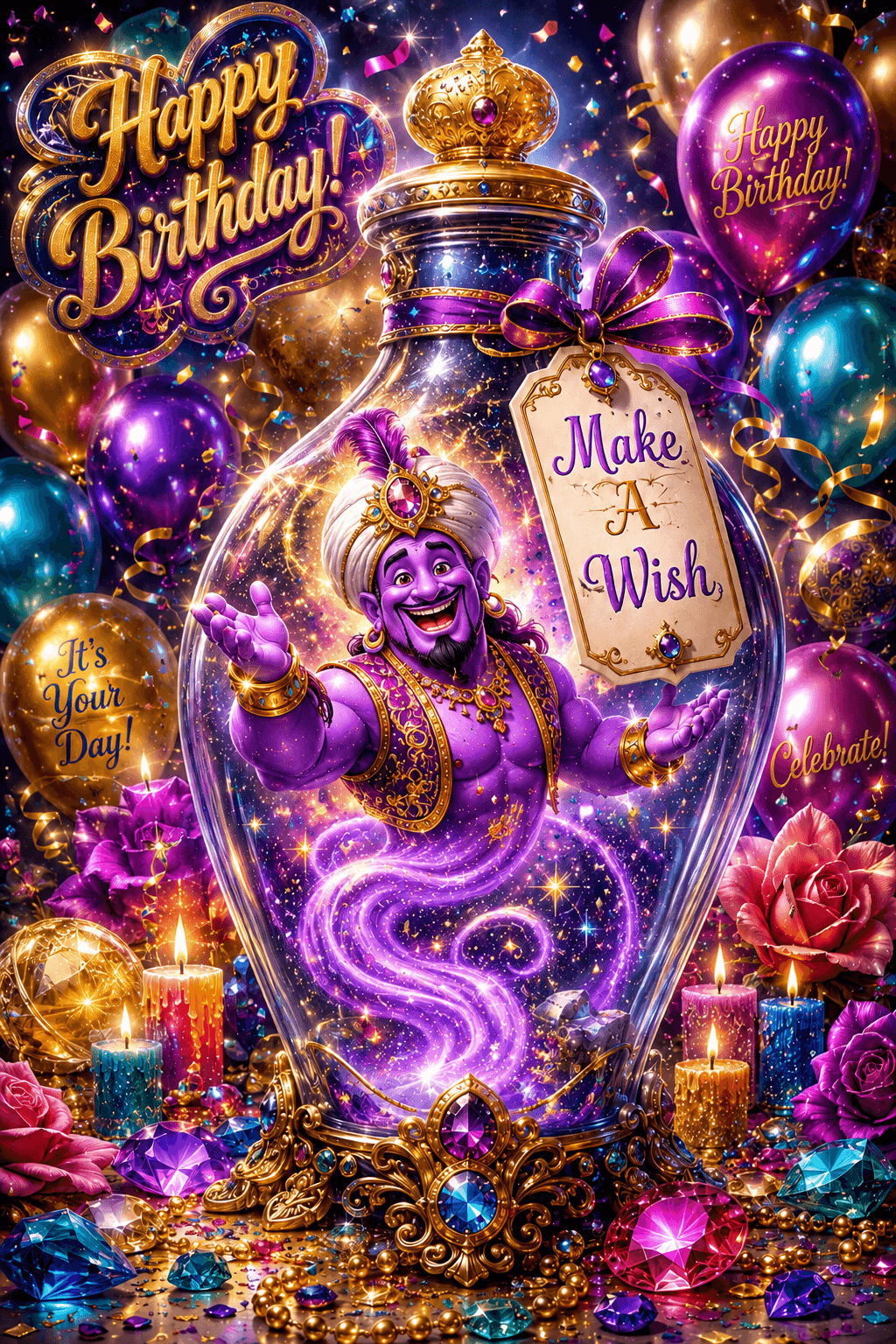 Happy Birthday Genie In A Bottle Ecard