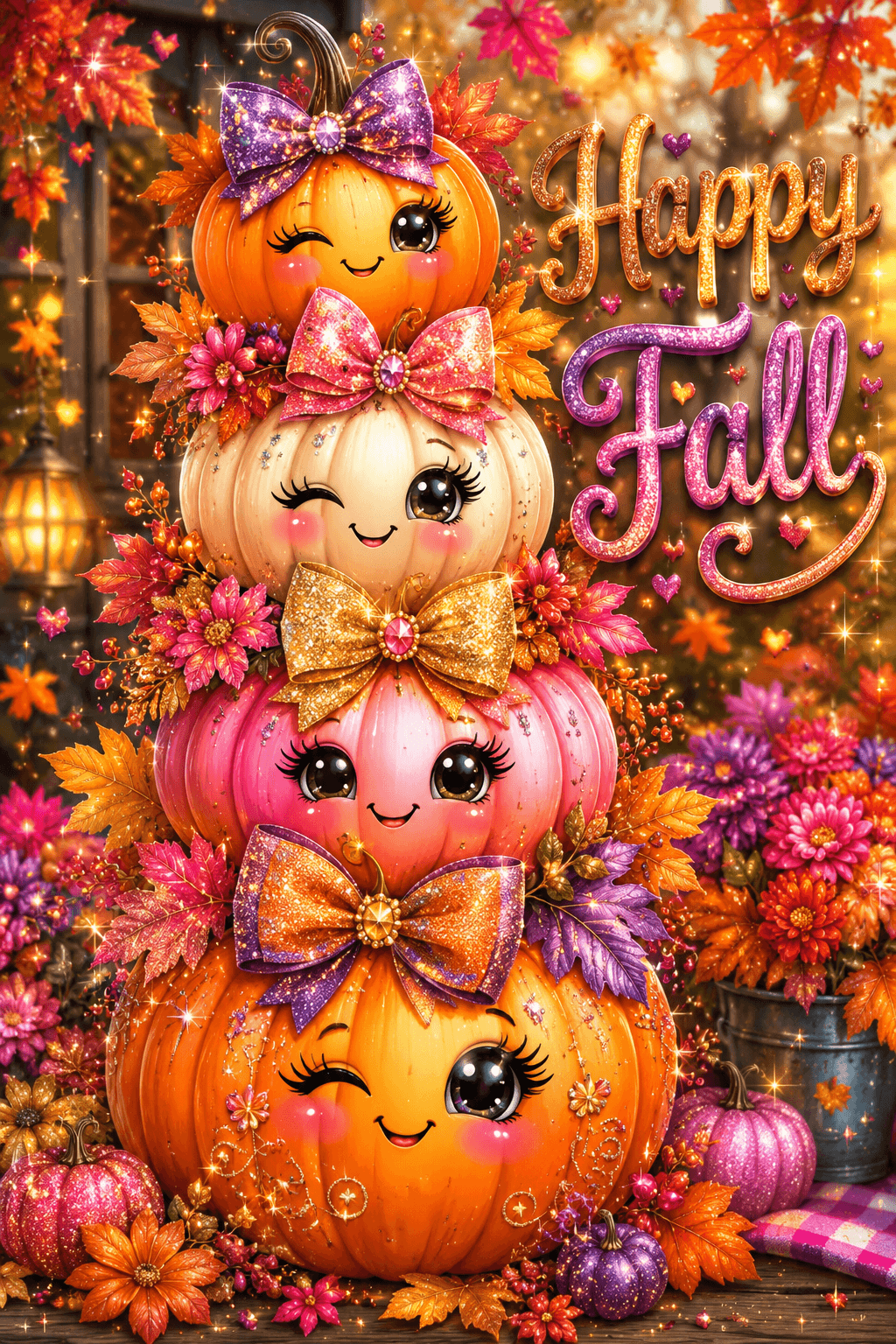 Happy Fall Winking Pumpkins Ecard