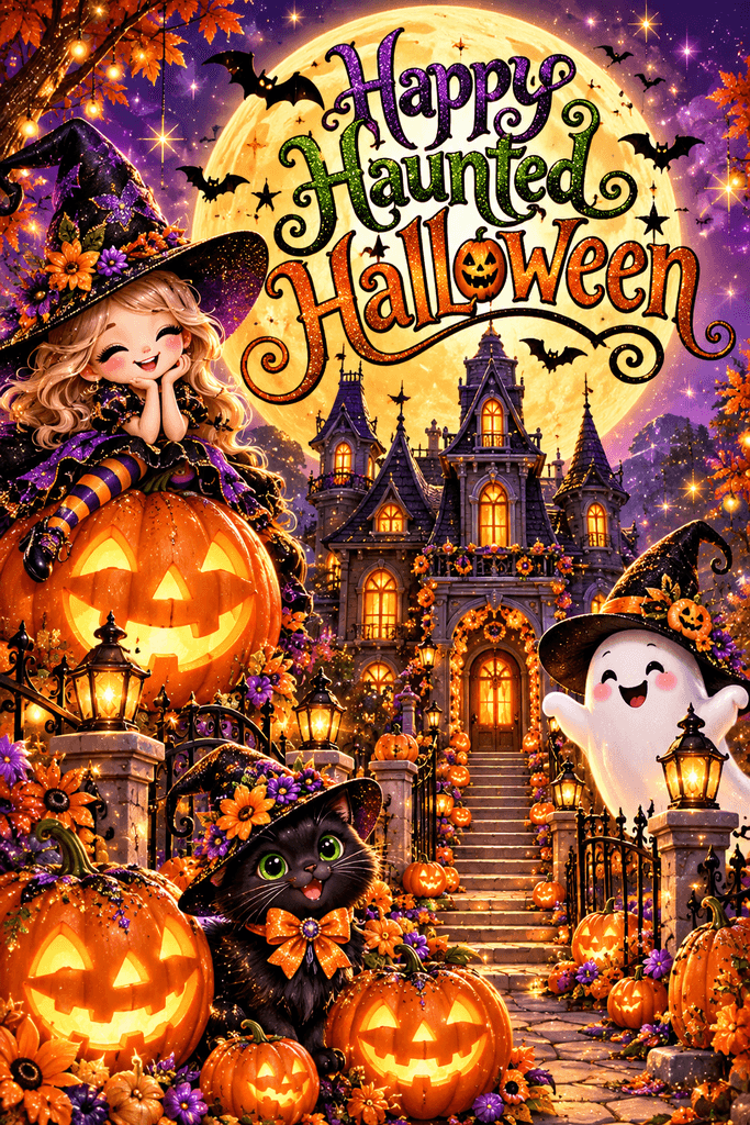 Cute Happy Haunted Halloween Ecard