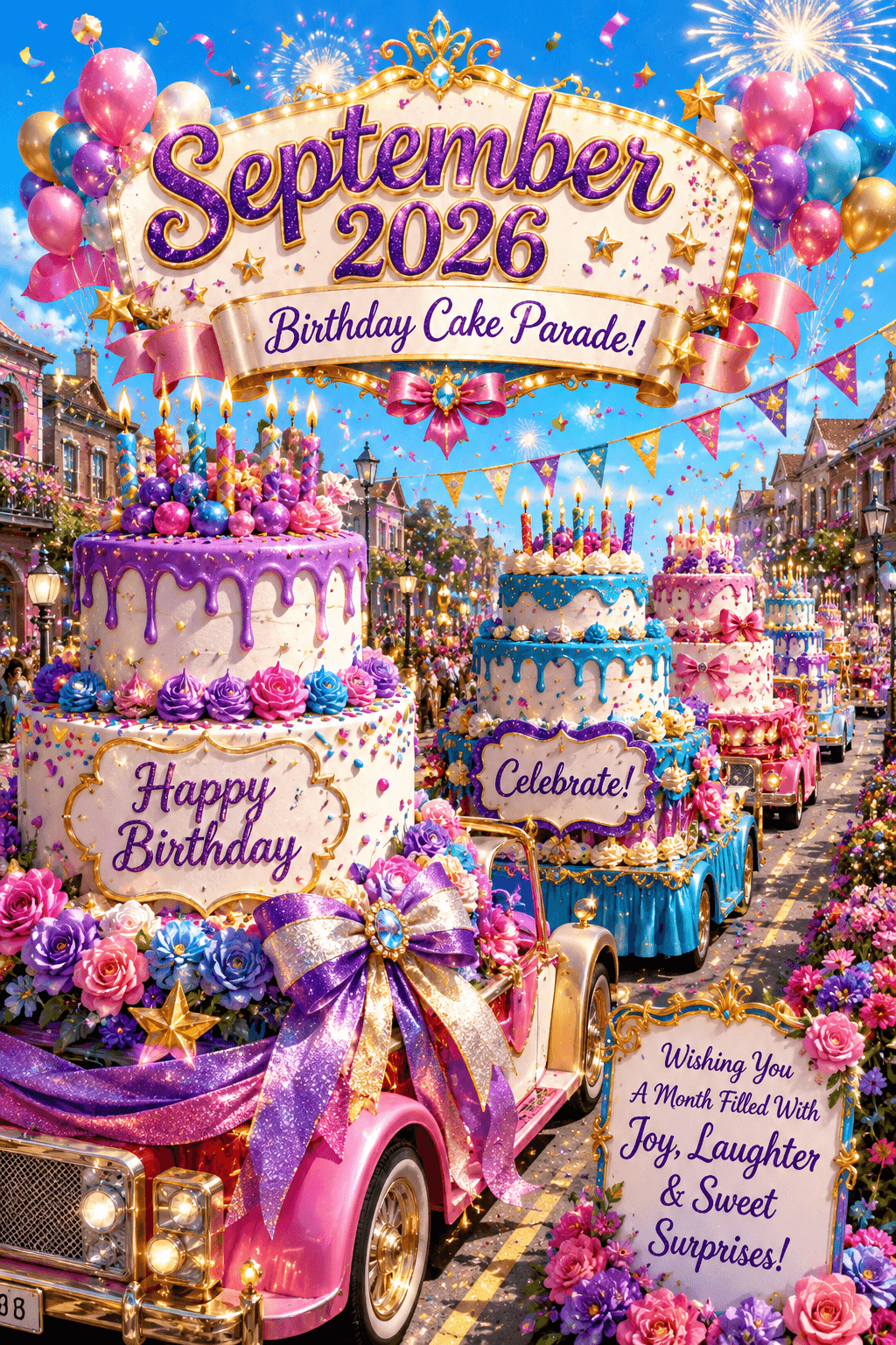 September 2026 Birthday Cake Parade Ecard